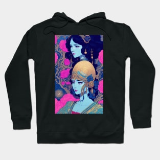 Girl with blue skin surrounded by flowers Hoodie